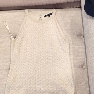 White House Black Market Beige Textured Tank Top